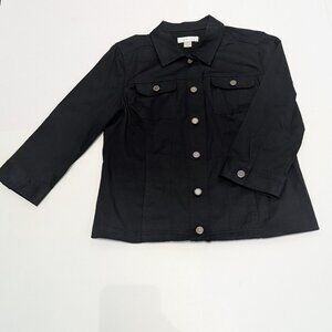 Christopher & Bank Black Lightweight Button Front Jean Jacket, Size Medium